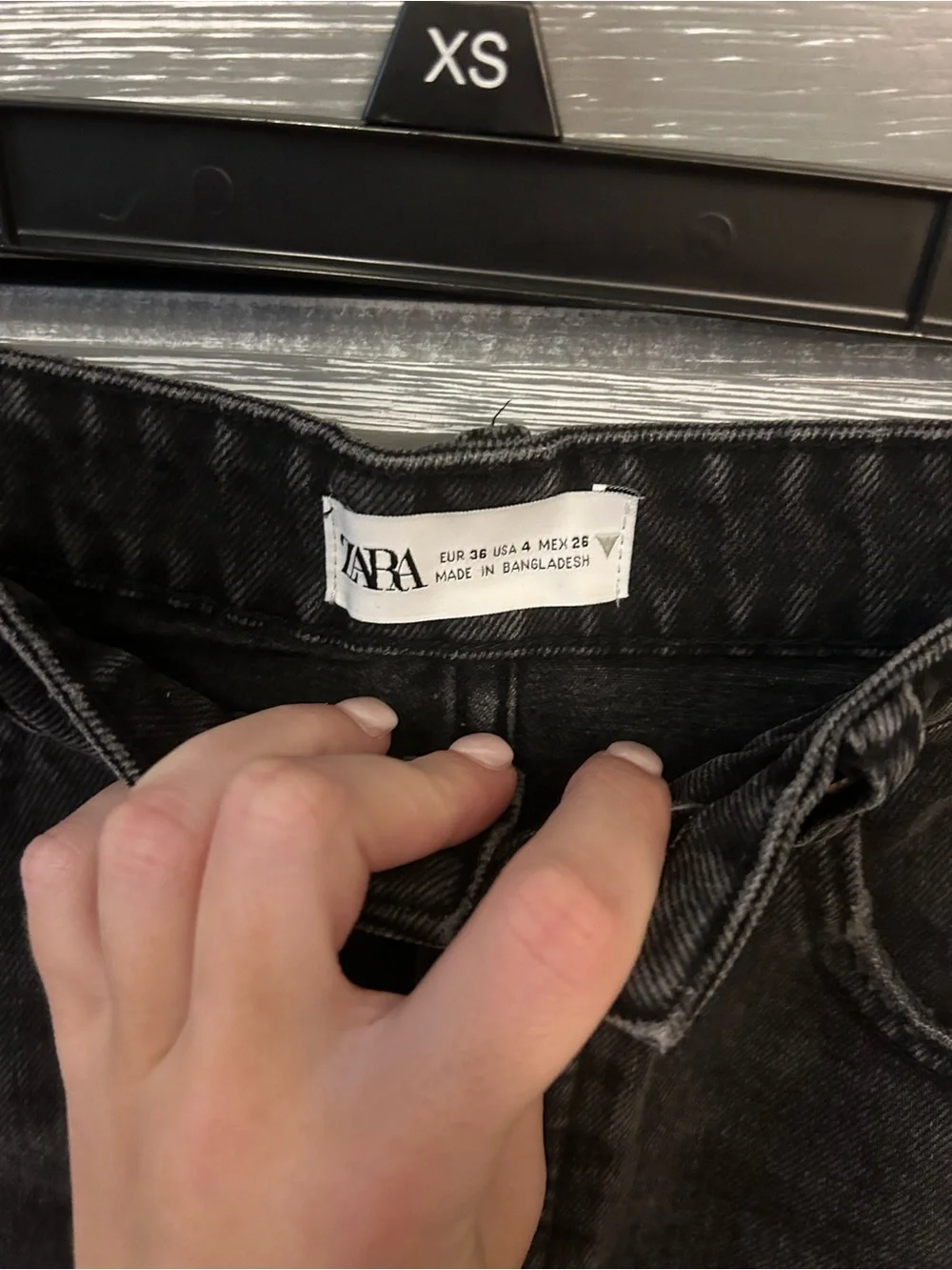 Zara Black Distressed Button-Fly Denim Shorts